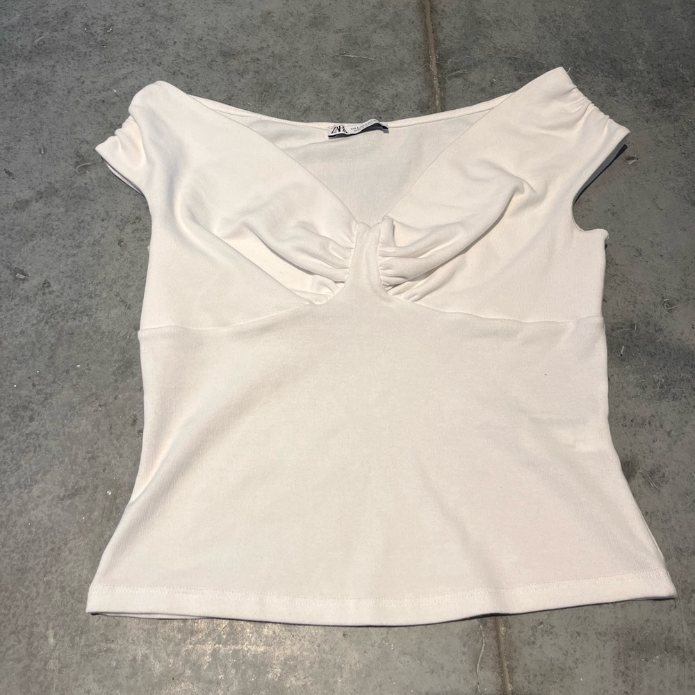 Zara off the shoulder white top